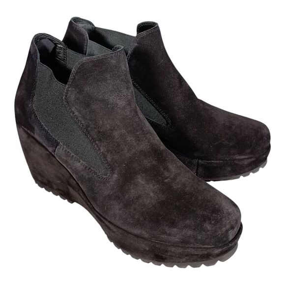 Pedro Garcia Faustine Chelsea Bootie Ankle Boot Suede Black Women's 40/US 10 - Picture 1 of 12